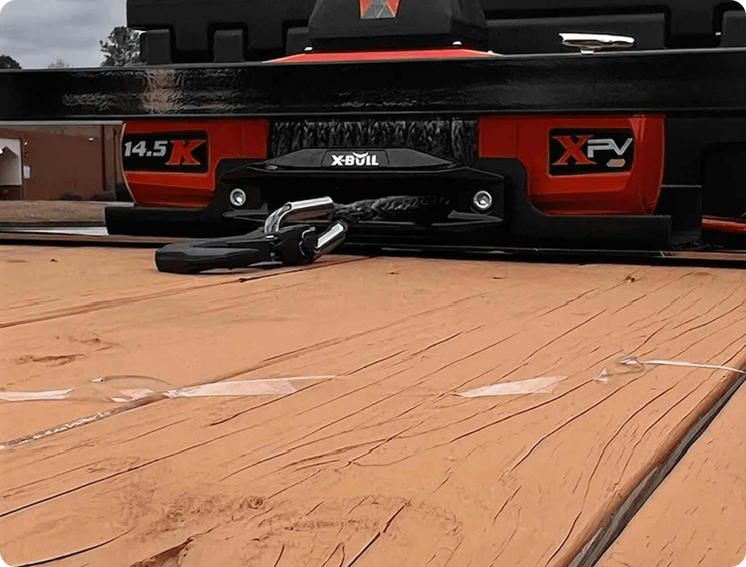 Heavy-duty winch on truck bed